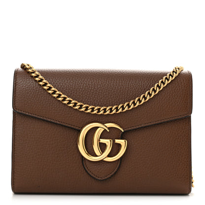 Gucci Cellarius Calfskin GG Marmont Chain Wallet Nut Brown 1 of 12