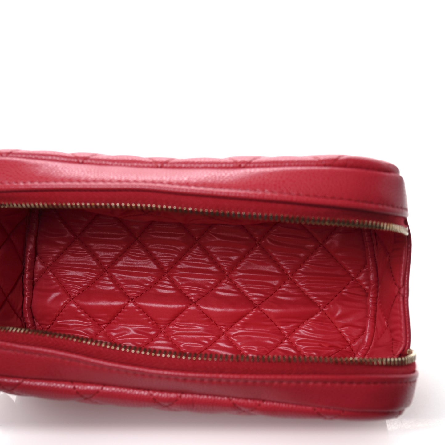 Caviar Quilted Toiletry Case With Chain Dark Pink