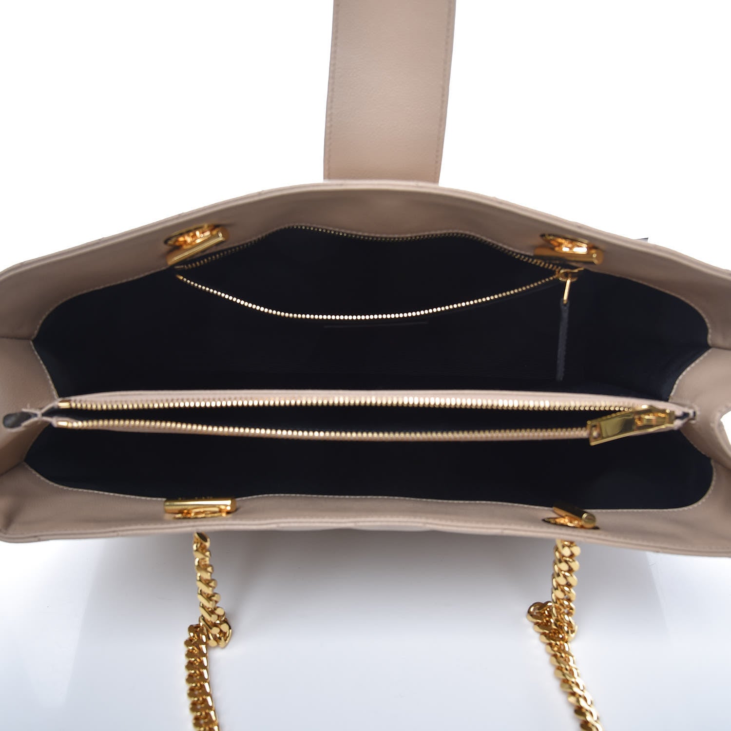 Saint Laurent Grain De Poudre Matelasse Chevron Monogram Shopping Bag Nude Powder 5 of 7