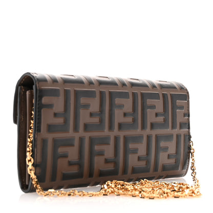 Fendi Vitello Soft FF Diamonds Continental Envelope Wallet On Chain Maya Black 2 of 11
