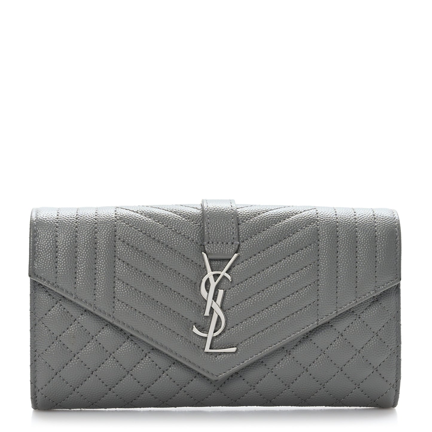 Grain De Poudre Mixed Matelasse Triquilt Large Monogram Wallet Stone