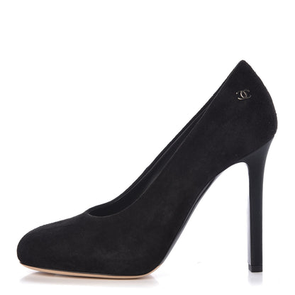 Chanel Suede Calfskin Grosgrain CC Pumps 35.5 Black 1 of 9