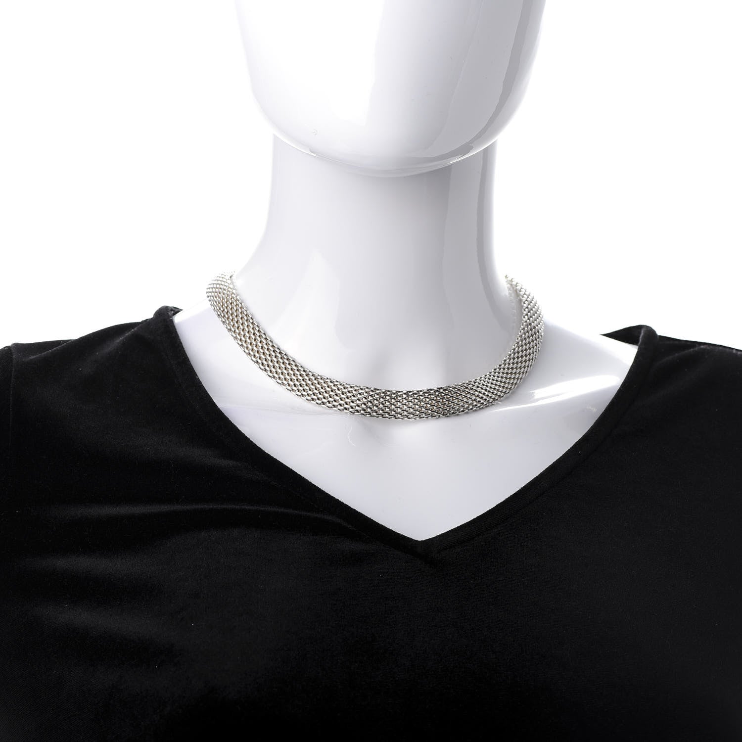 Tiffany Sterling Silver Somerset Mesh Necklace 2 of 4