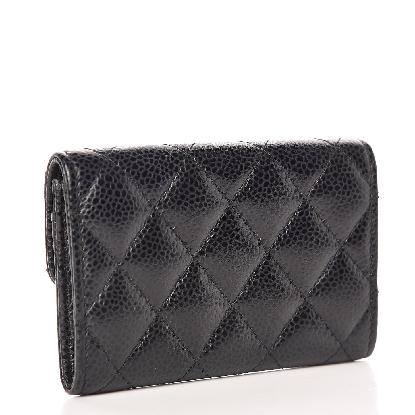 Caviar Quilted Flap Card Holder Black