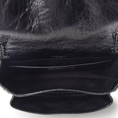 Saint Laurent Crinkled Calfskin Matelasse Monogram Baby Niki Chain Satchel Black 7 of 11