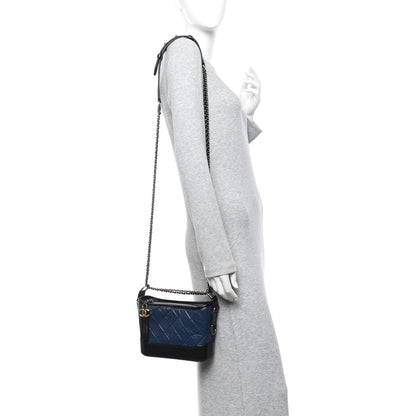 Chanel Aged Calfskin Quilted Small Gabrielle Hobo Navy Black 2 of 11