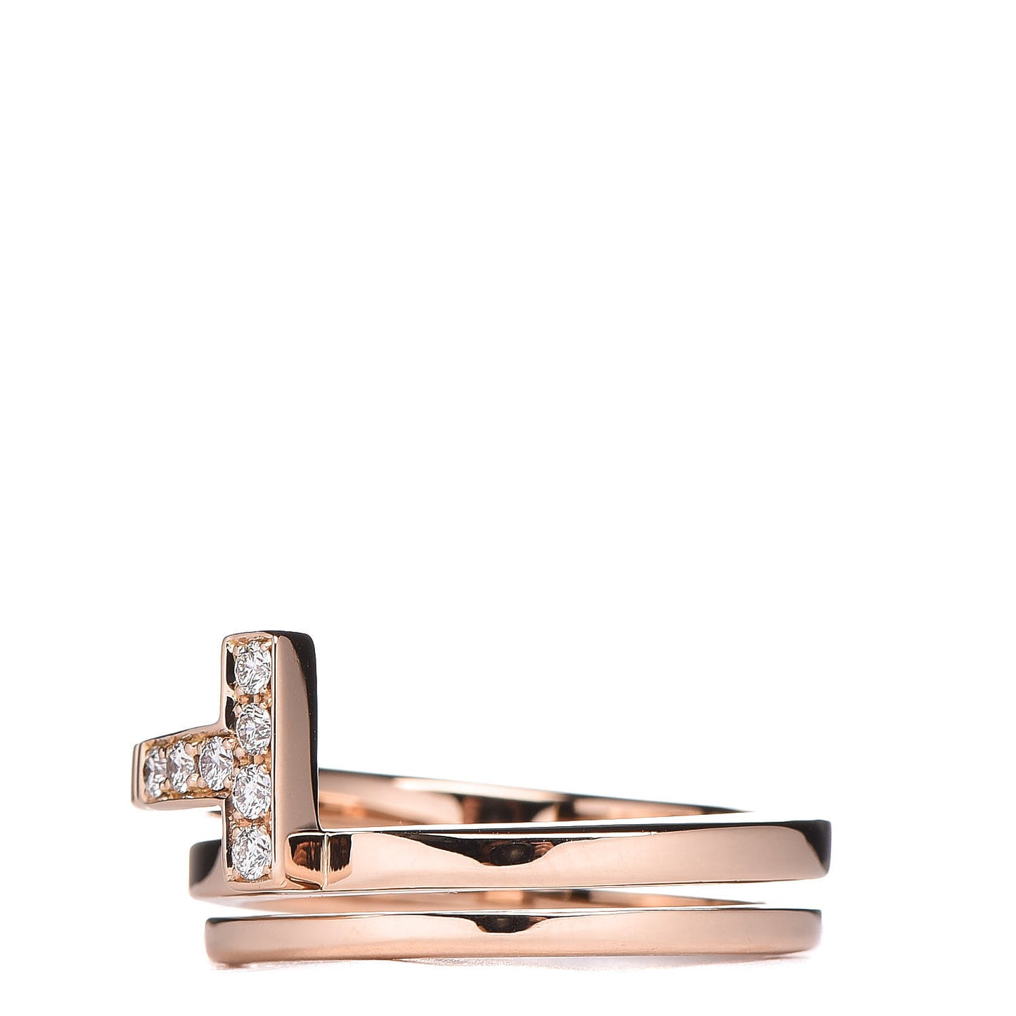 18K Rose Gold Diamond T Square Wrap Ring 52 6