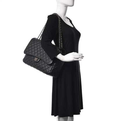Chanel Metallized Calfskin Small XXL Travel Flap Bag Black 2 of 10