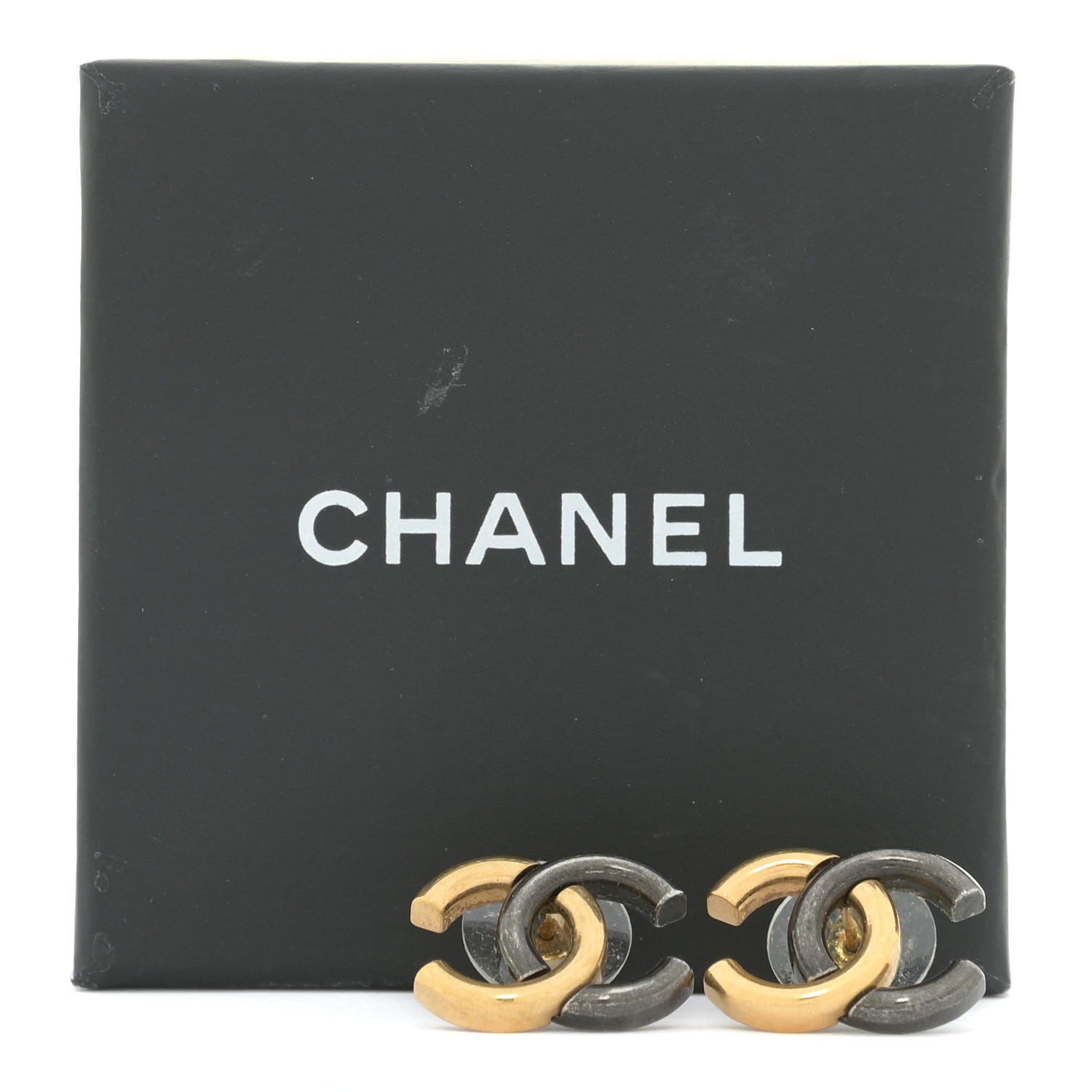Chanel Metal CC Earrings Gold Ruthenium 5 of 5