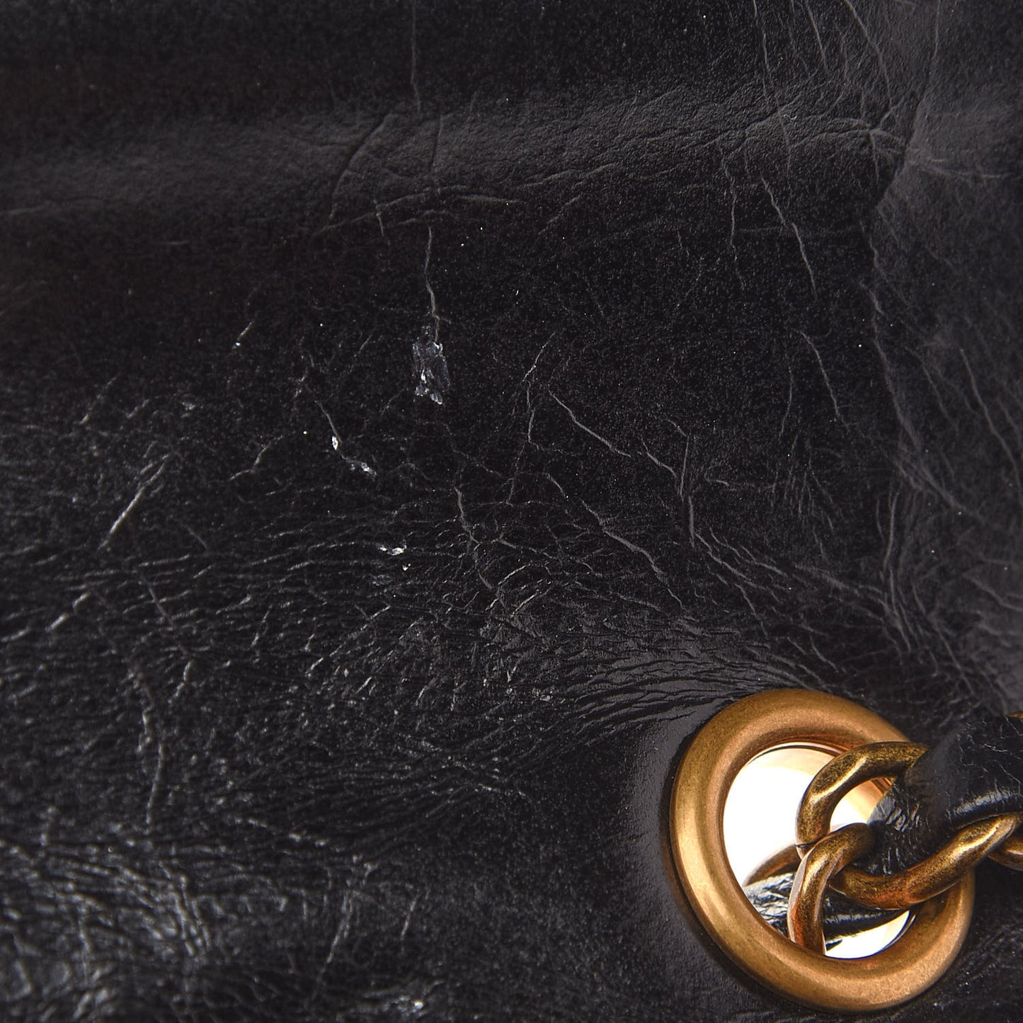 Glazed Calfskin Quilted Medium Bubble CC Flap Black