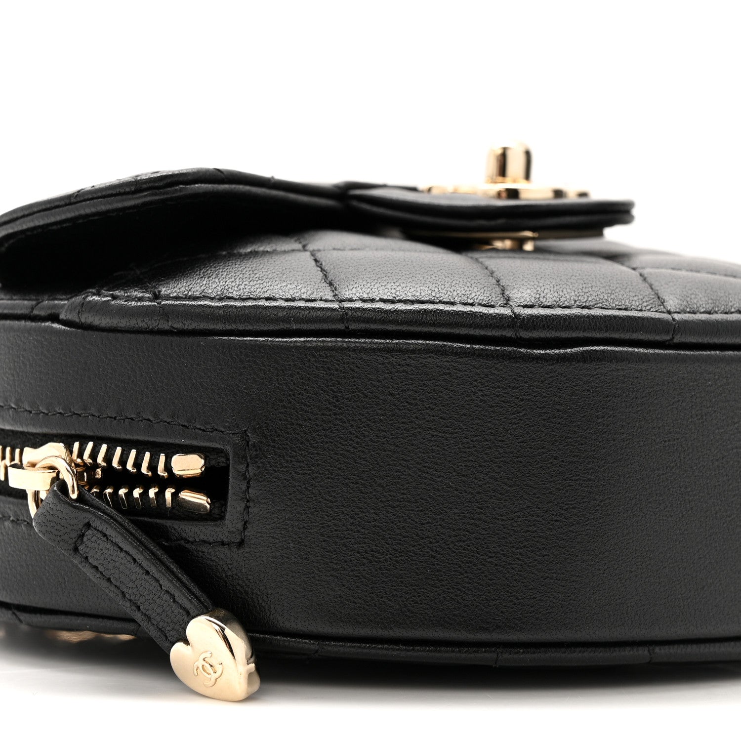Chanel Lambskin Quilted CC In Love Heart Clutch With Chain Black 9 of 12