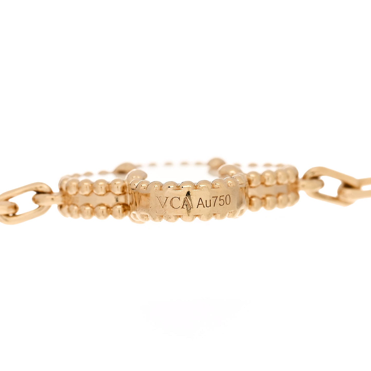 18K Yellow Gold Mother of Pearl 5 Motifs Vintage Alhambra Bracelet