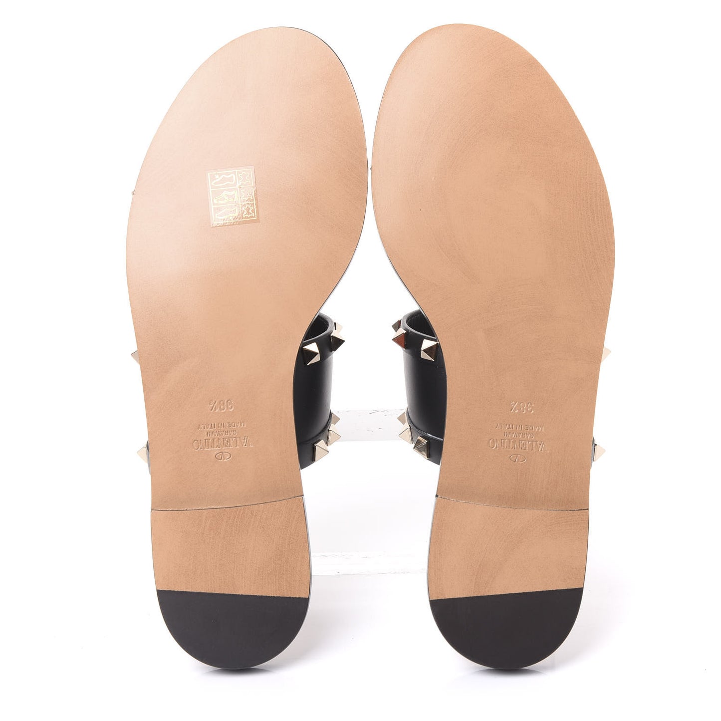 Nappa Rockstud Flat Sandals 38.5 Black
