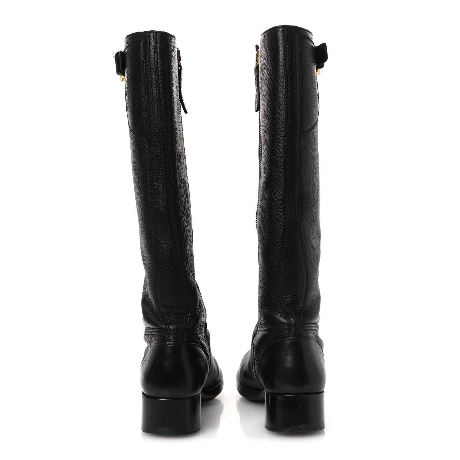 Prada Vitello Daino Riding Boots 38 Black 6 of 15