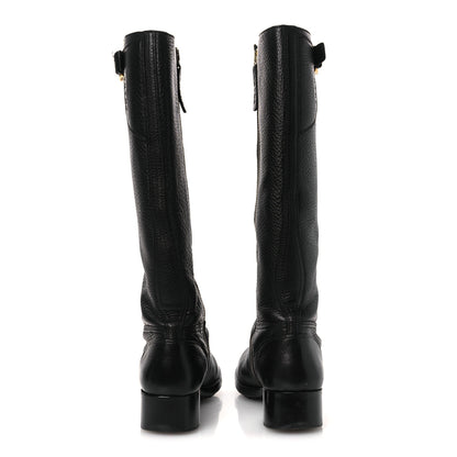 Prada Vitello Daino Riding Boots 38 Black 6 of 15