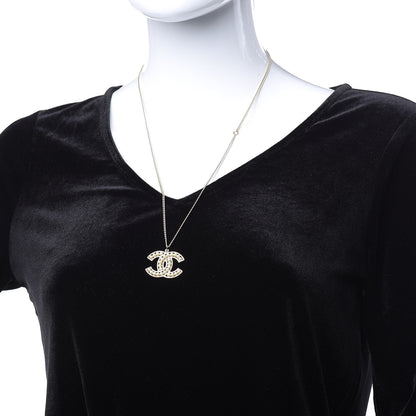 Chanel Pearl CC Pendant Necklace Light Gold 2 of 5