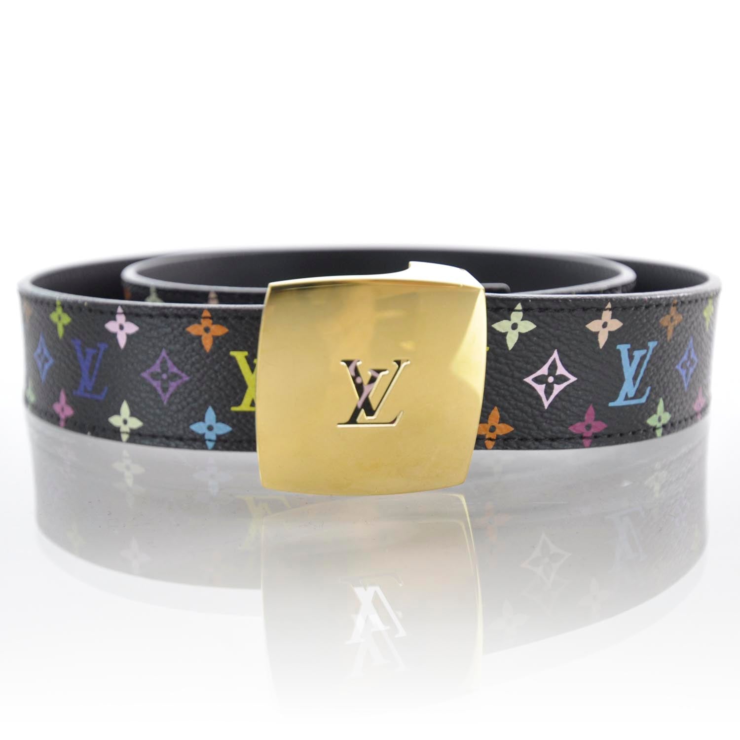 Louis Vuitton Monogram Multicolor LV Cut Reversible Belt 85 34 Black 1 of 5