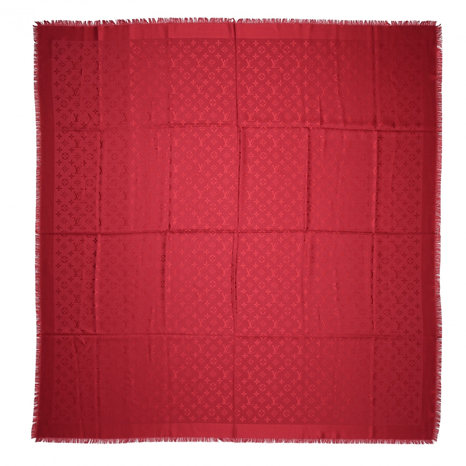 Louis Vuitton Silk Wool Monogram Shawl Pomme D'Amour 1 of 4