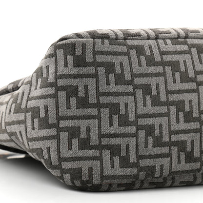 Fendi Chenille Vitello Seta Plexiglass FF Fendi O'Lock Zipper Anthracite Asfalto 8 of 9