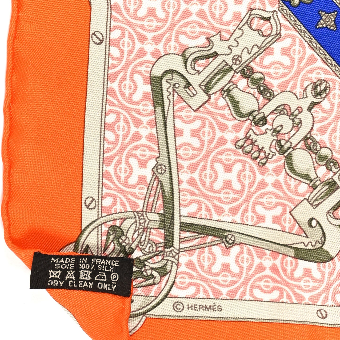 Cashmere Silk Mors Et Gourmettes Remix Scarf 45 Orange Saumon Bleu Vif