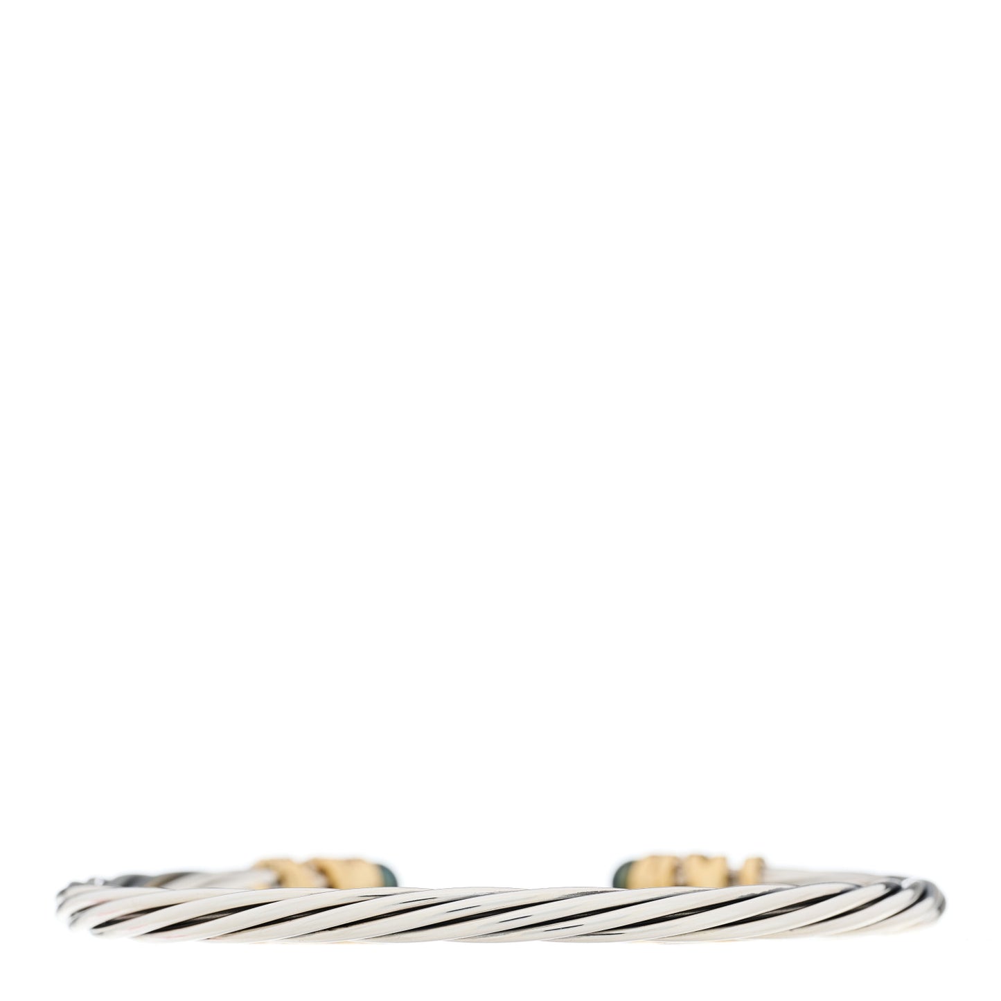 Sterling Silver 18K Yellow Gold Diamond Grey Pearl 4mm Helena Cuff Bracelet