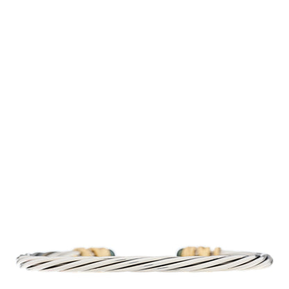 David Yurman Sterling Silver 18K Yellow Gold Diamond Grey Pearl 4mm Helena Cuff Bracelet 2 of 4