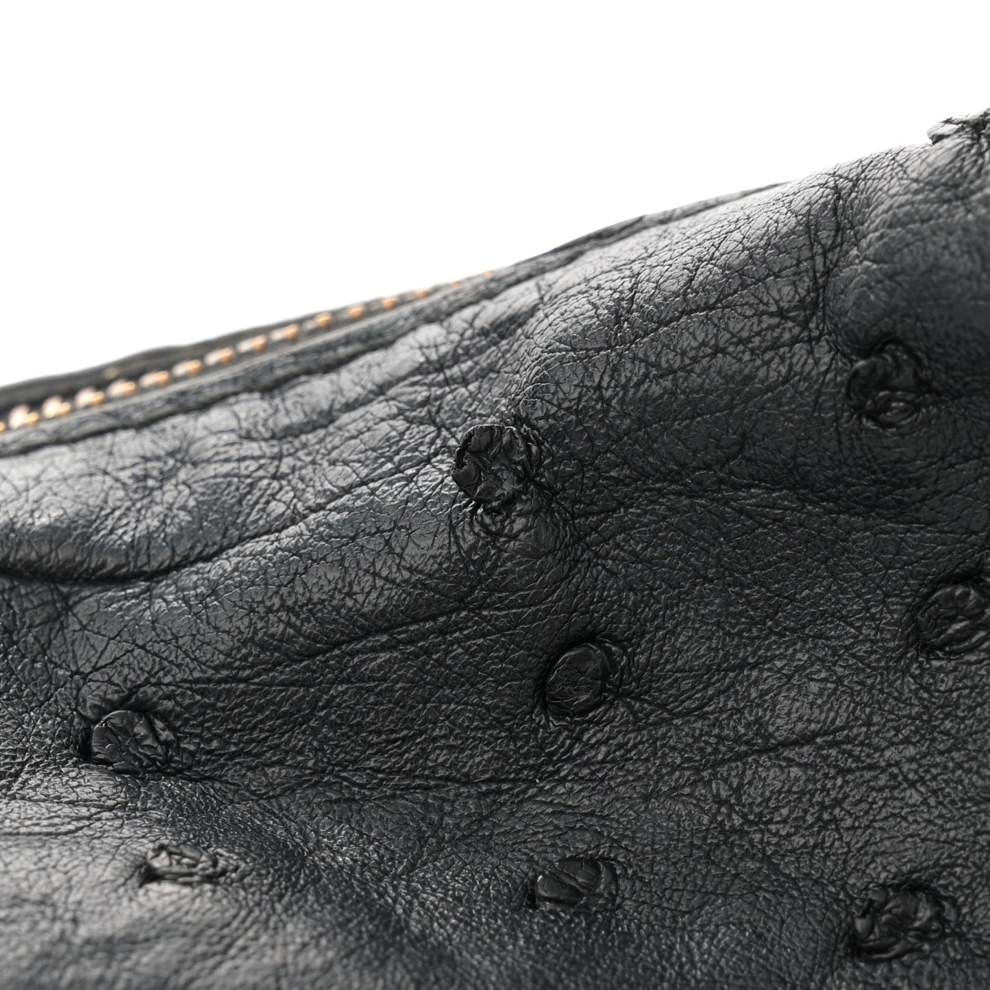 Ostrich Medium Horsebit Chain Hobo Black