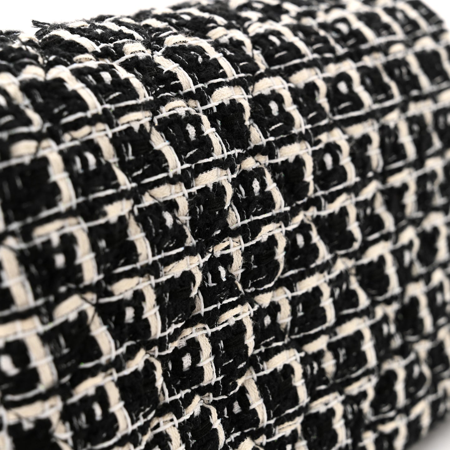 Tweed Quilted Multi Chain Mini Flap Black Ecru White