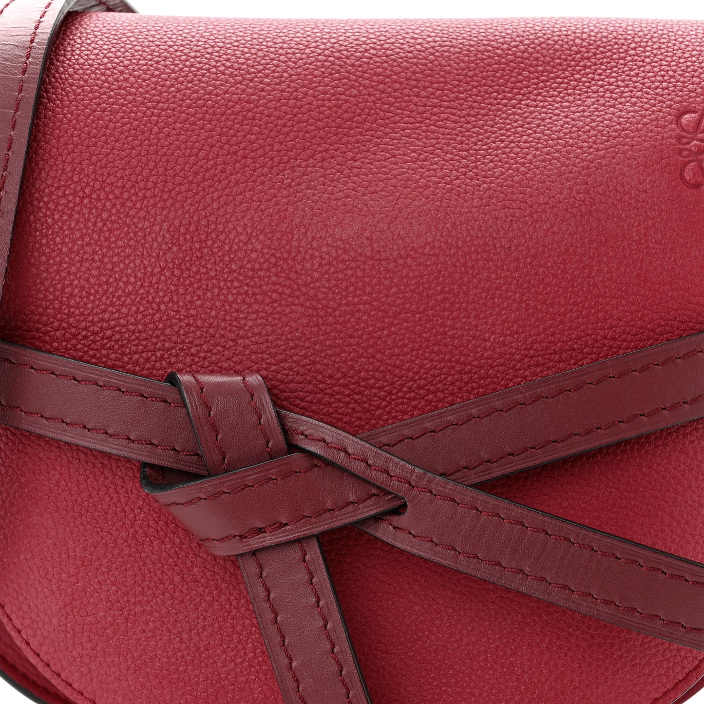 Grained Calfskin Small Gate Crossbody Bag Raspberry Wine