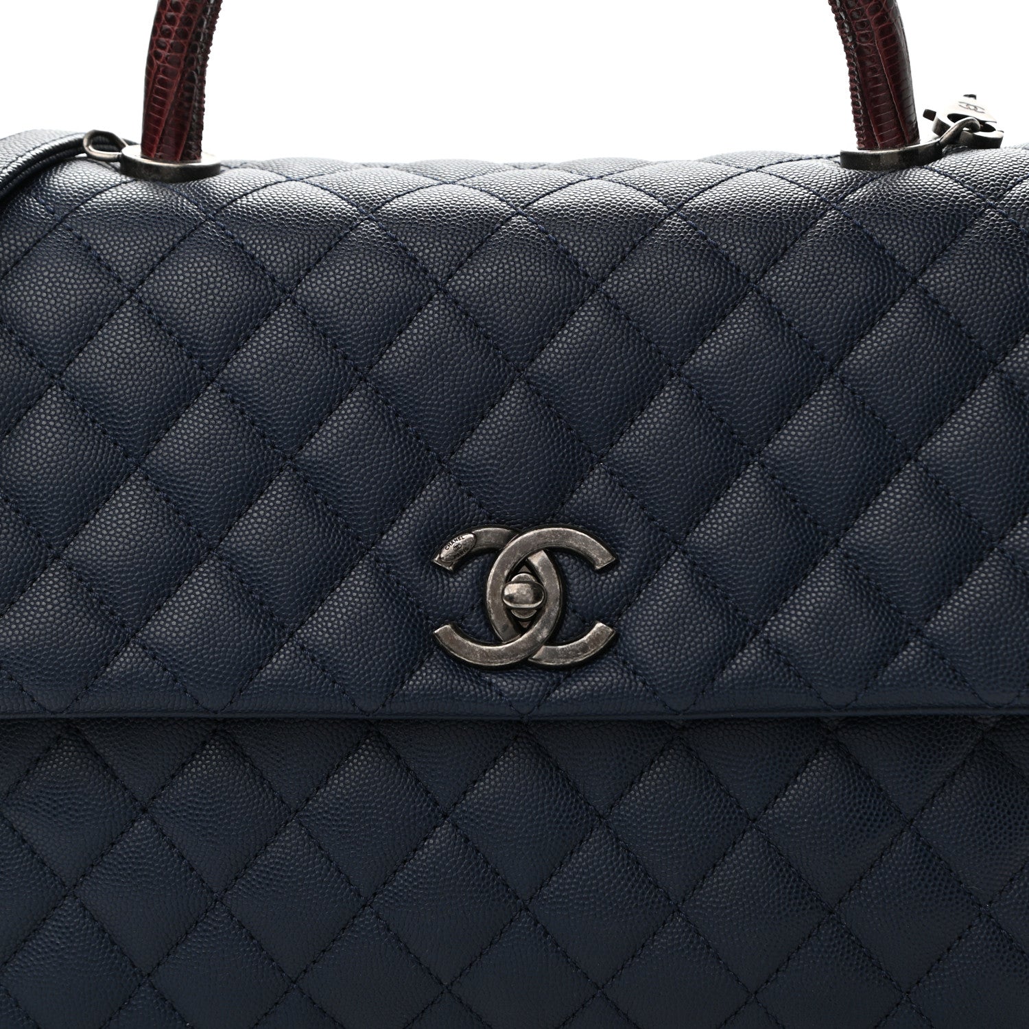 Chanel Caviar Lizard Quilted Medium Coco Handle Flap Navy 10 of 10