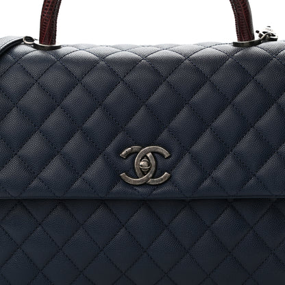 Chanel Caviar Lizard Quilted Medium Coco Handle Flap Navy 10 of 10