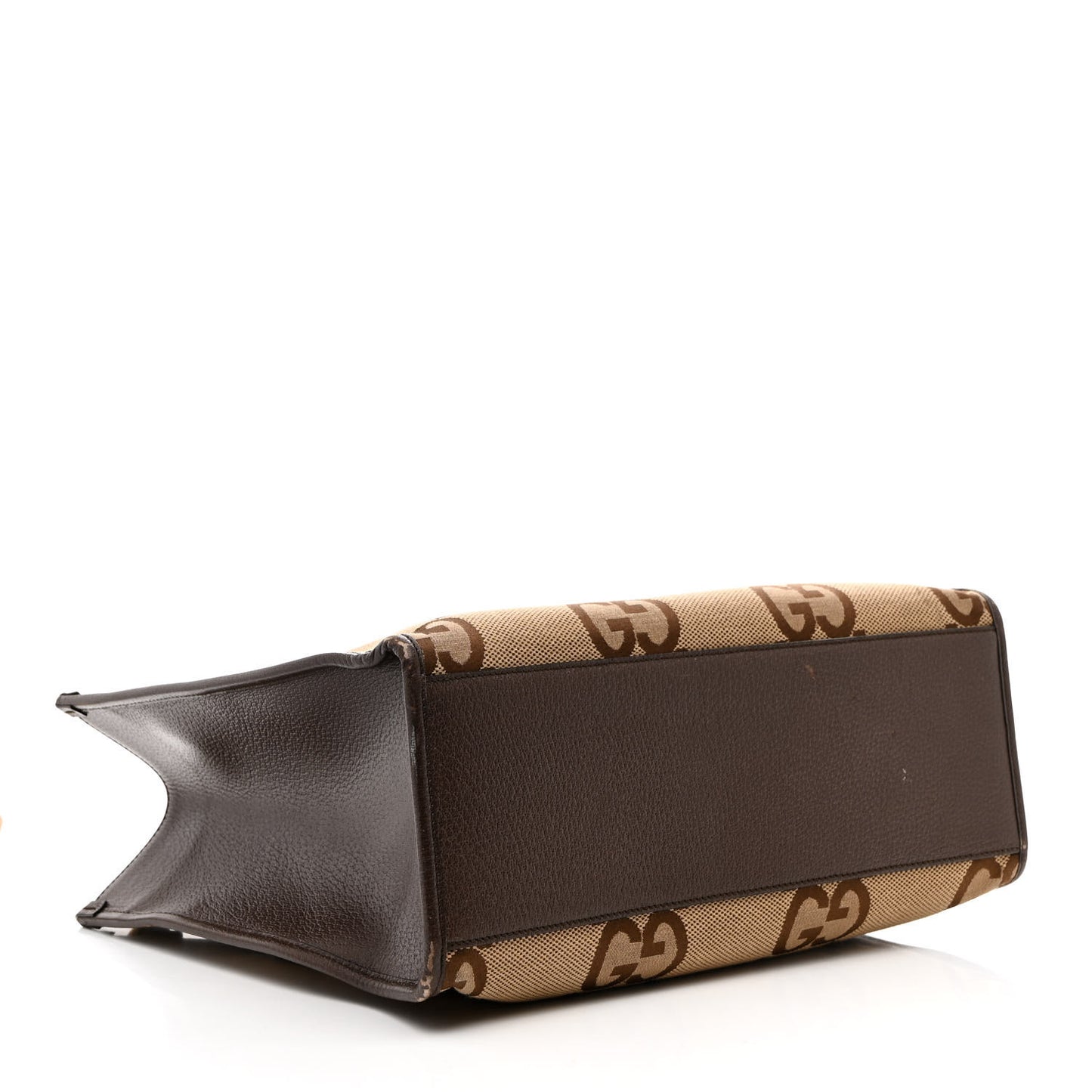 Monogram Jumbo GG Textured Dollar Calfskin Web Tote Bag Camel Ebony New Acero