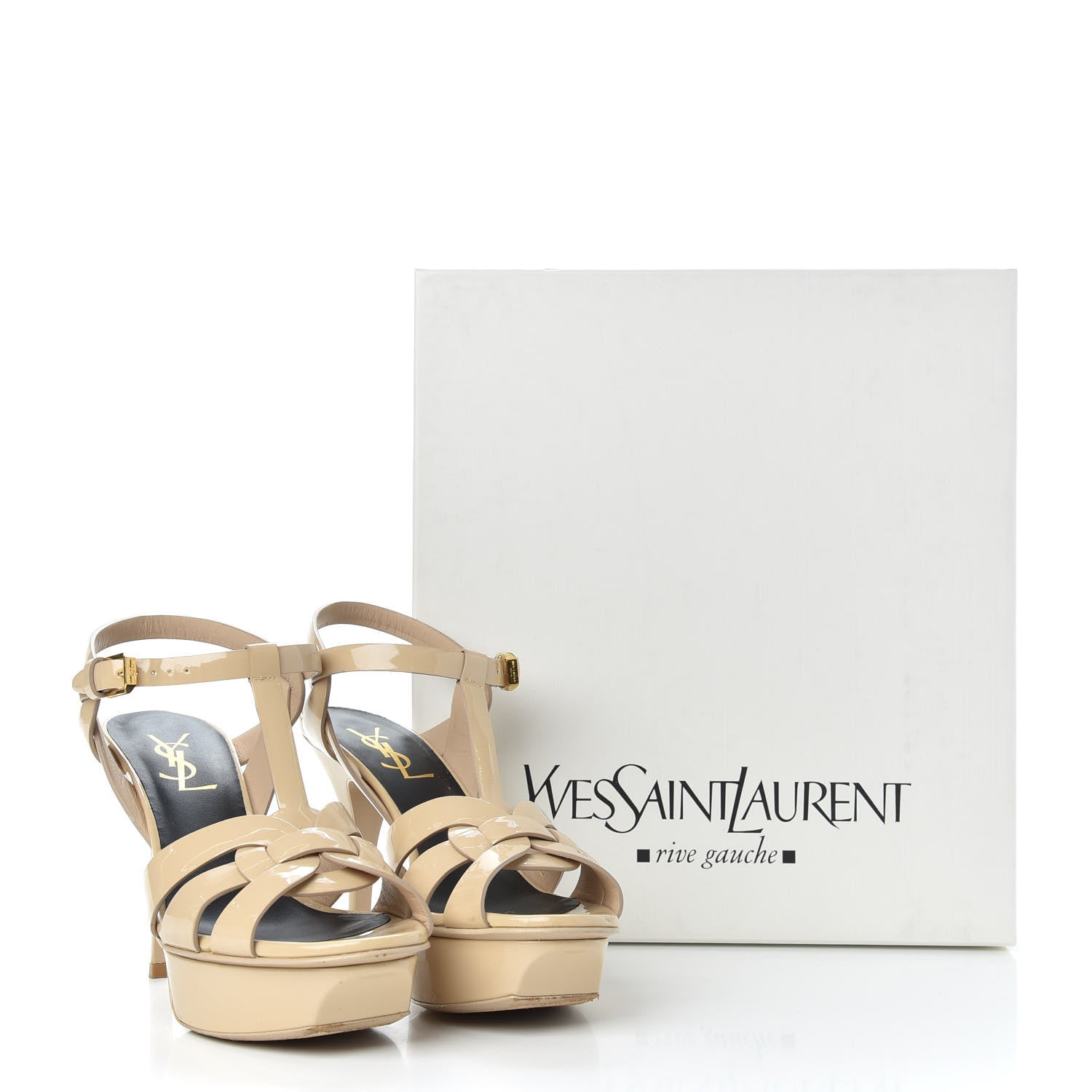 Saint Laurent Patent Tribute 75 Platform Sandals 35.5 Nude Powder 11 of 11