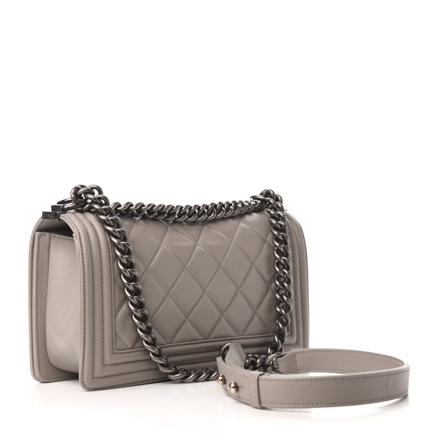 Chanel Lambskin Quilted Medium Boy Flap Grey 3 of 9