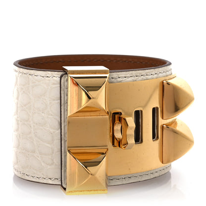 Hermes Matte Alligator Collier de Chien CDC Bracelet T1 Nata 3 of 9