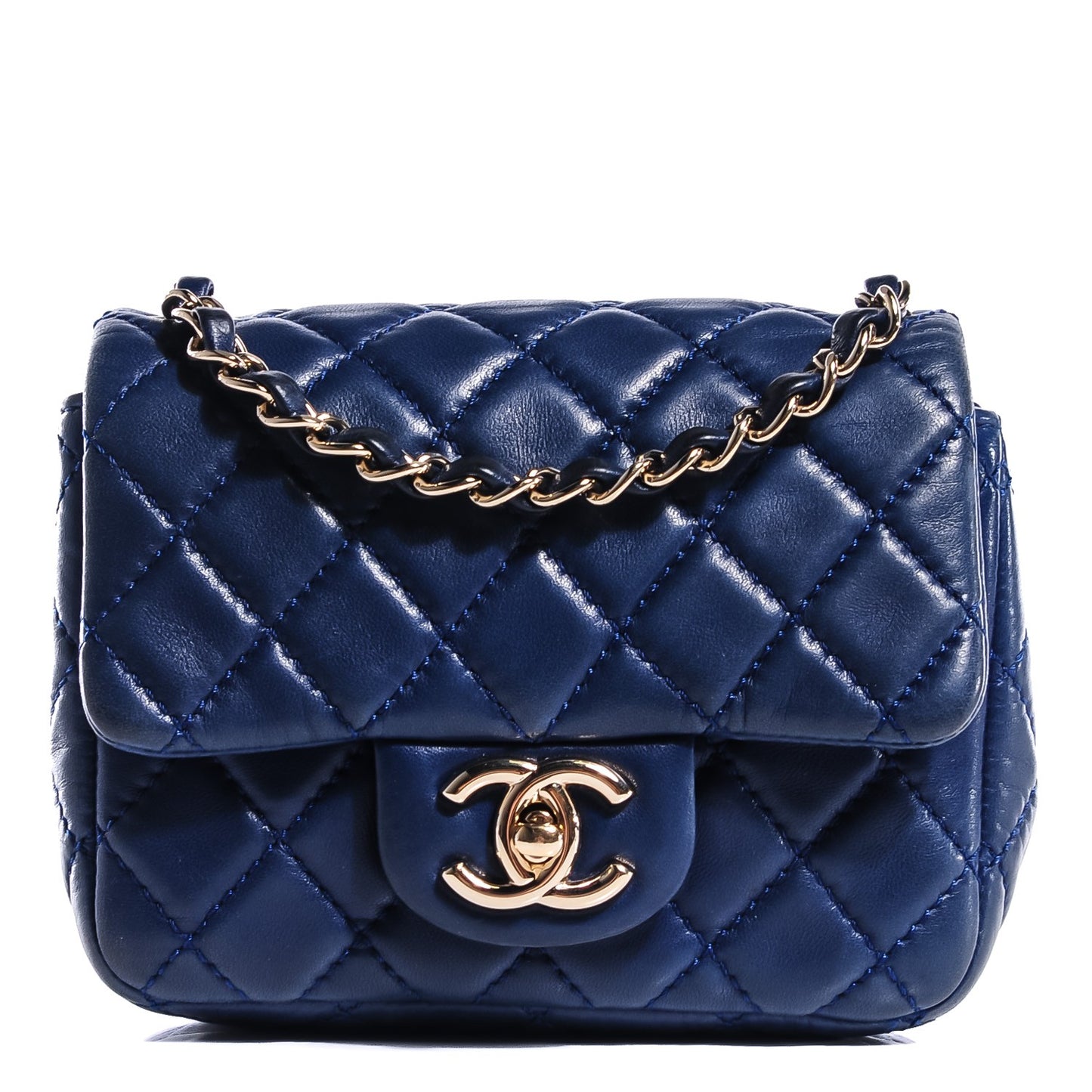 Lambskin Quilted Mini Square Flap Blue
