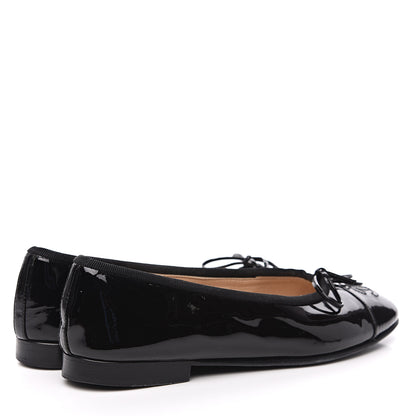 Chanel Patent CC Cap Toe Ballerina Flats 35.5 Black 4 of 8
