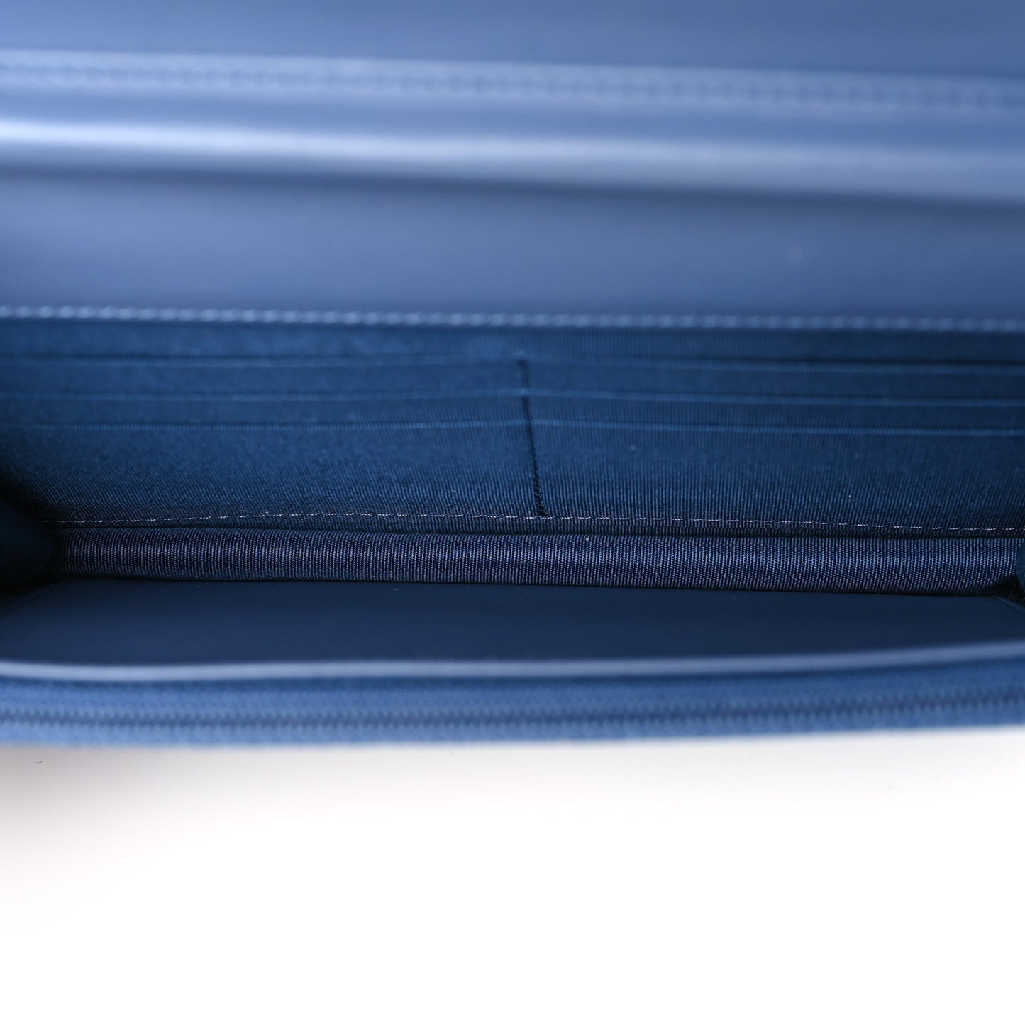 Denim Quilted Camellia Wallet On Chain WOC Blue