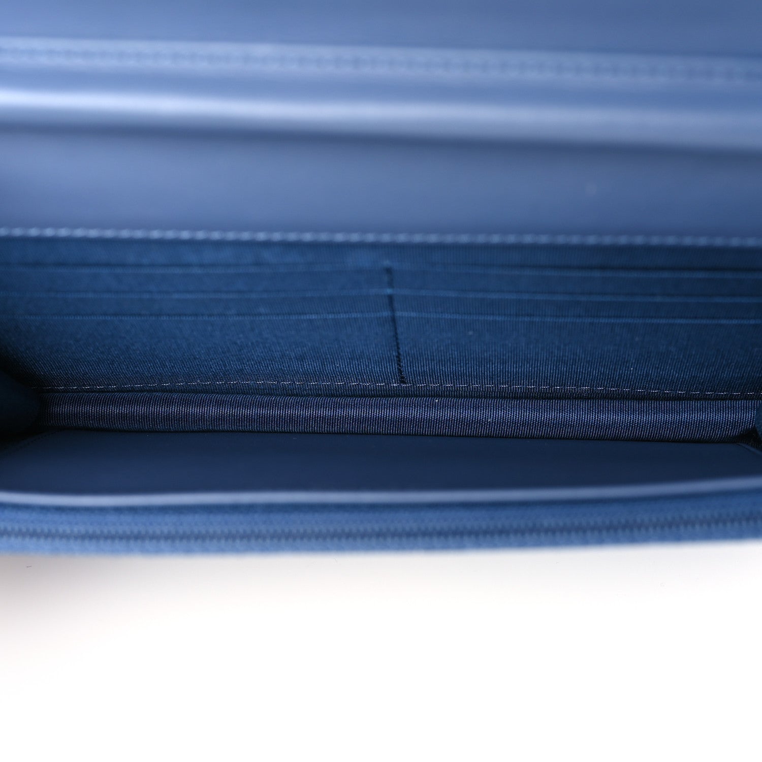 Chanel Denim Quilted Camellia Wallet On Chain WOC Blue 5 of 10