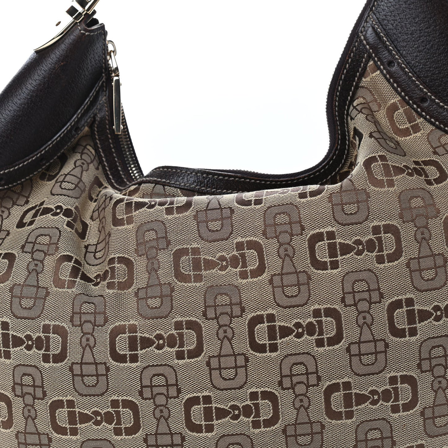 Canvas Horsebit Glam Hobo Dark Brown