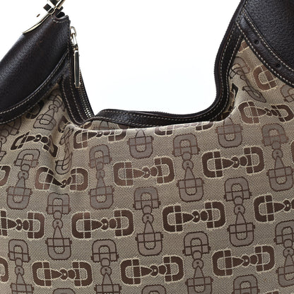 Gucci Canvas Horsebit Glam Hobo Dark Brown 10 of 10