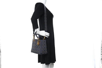 Christian Dior Canvas Cannage Studded Medium Supple Lady Dior Blue 2 of 9