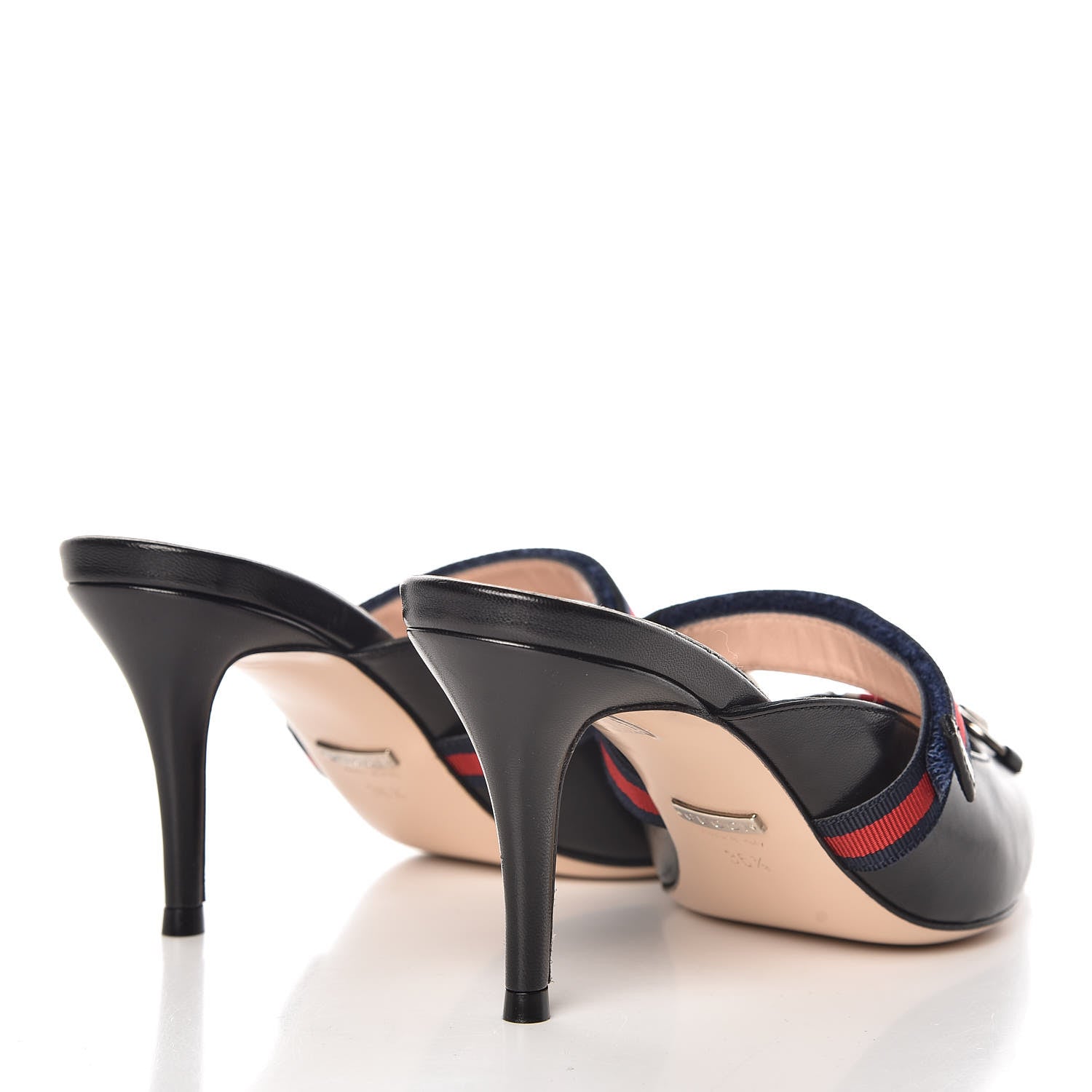 Gucci Malaga Kid Sylvie Web Cross Strap Mid-Heel Slides 36.5 Black 4 of 9