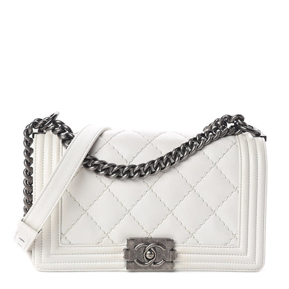 Chanel Calfskin Double Stitch Medium Boy Flap White 1 of 12