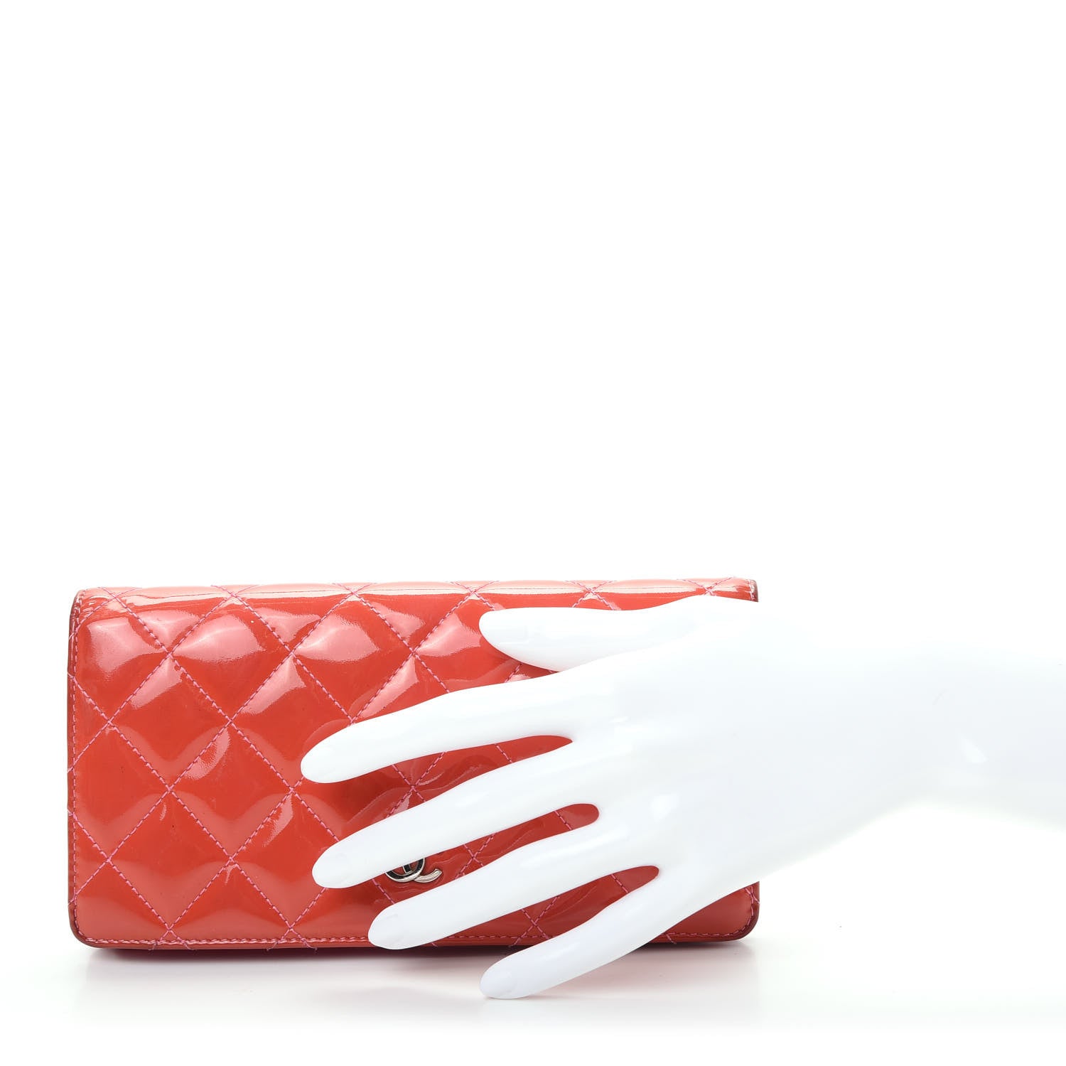 Chanel Patent Calfskin Quilted Yen Wallet Dark Pink 2 of 11