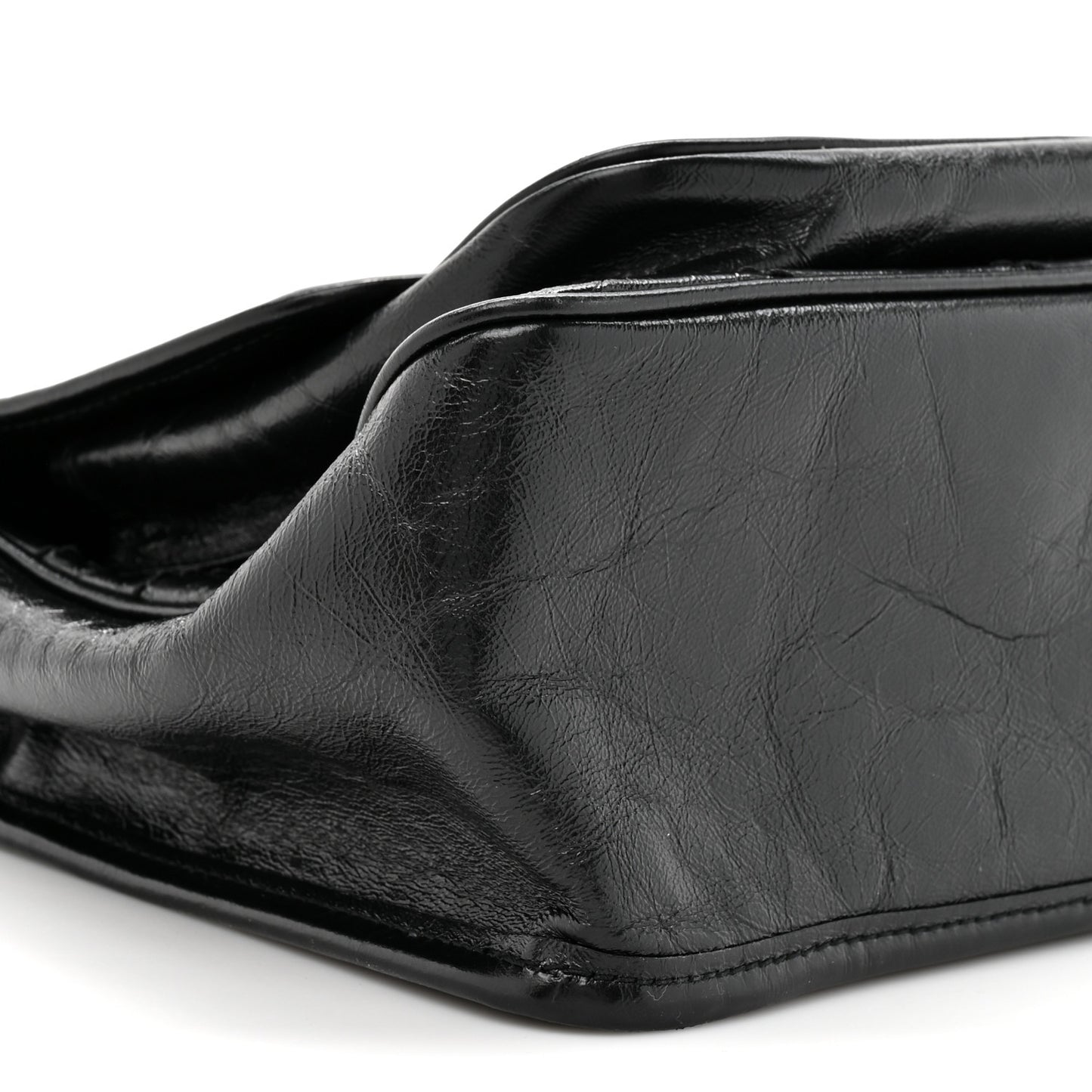 Crinkled Calfskin Matelasse Monogram Medium Niki Chain Satchel Black