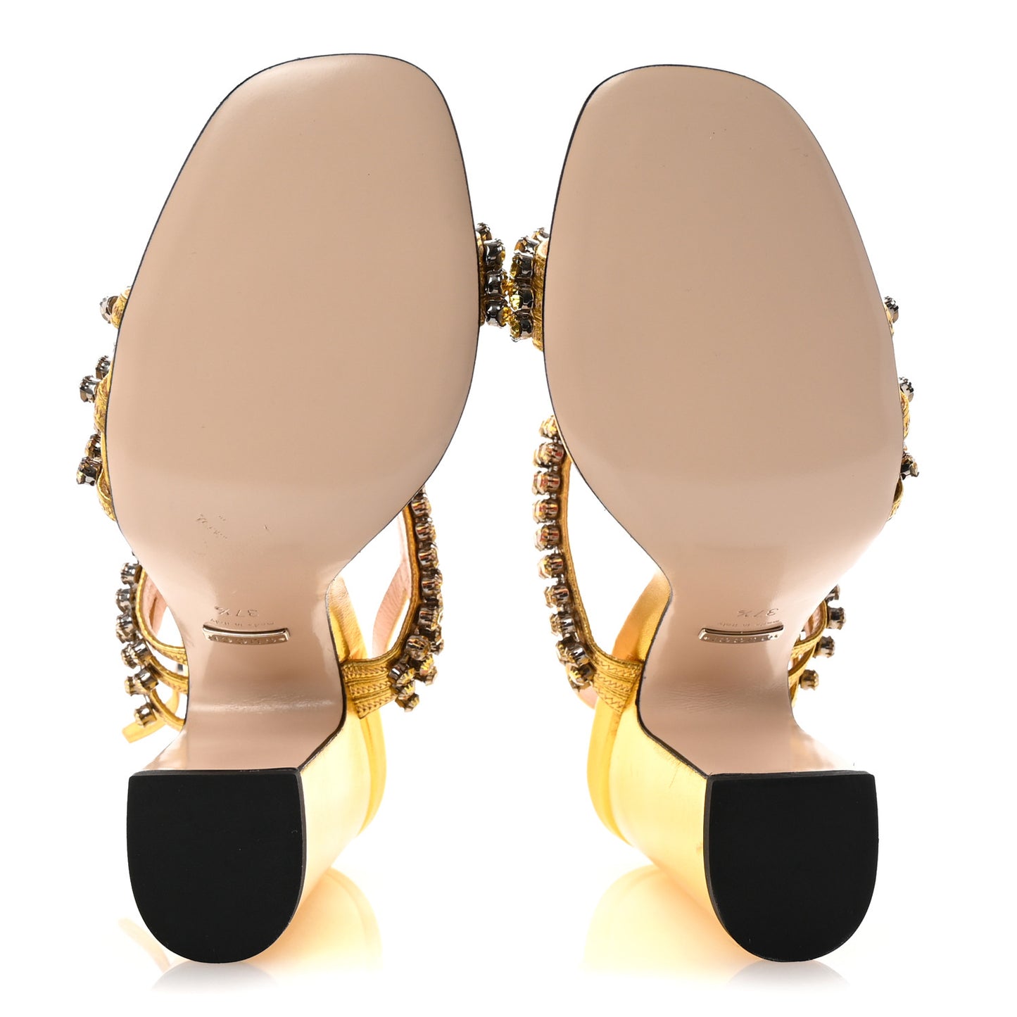 Nappa Silk Crystal Bertie High Heel Sandals 37.5 Gold