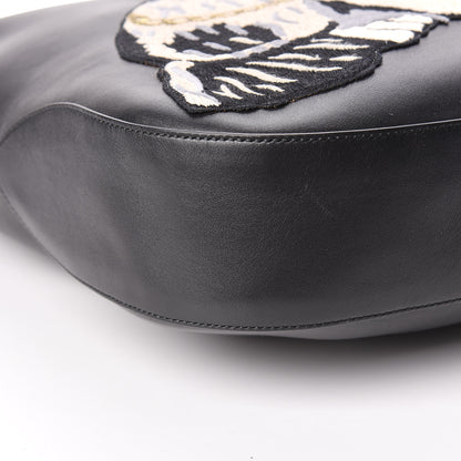 Gucci Calfskin Dog Embroidered Extra Large Dionysus Hobo Black 9 of 11