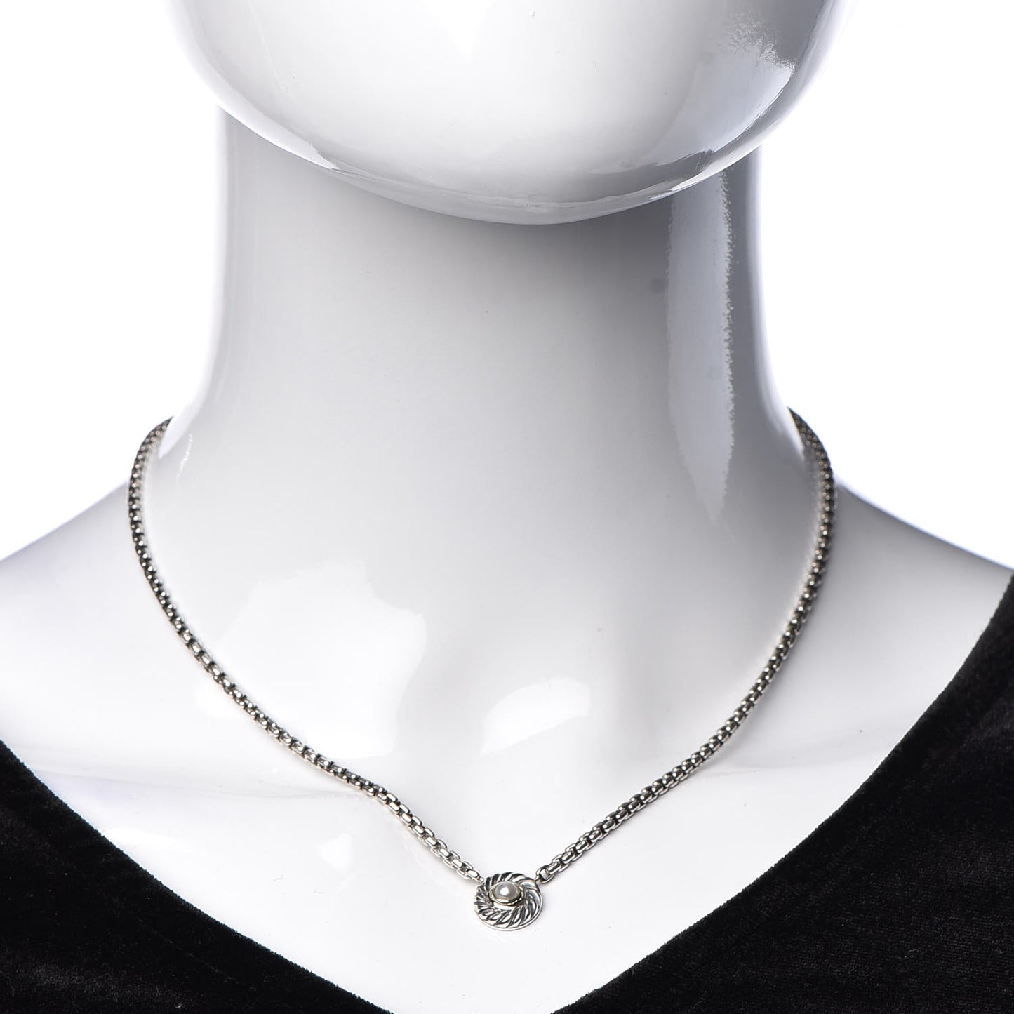 Sterling Silver 14K Yellow Gold Pearl 12mm Cookie Pendant Necklace