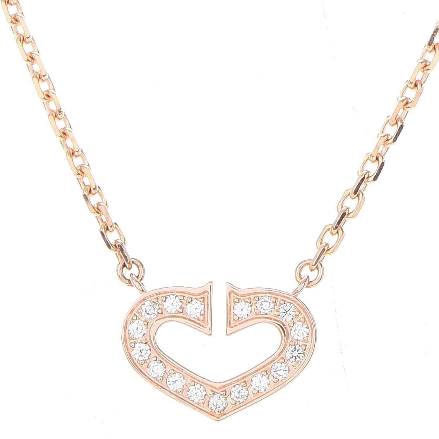 Cartier 18K Pink Gold Diamond Hearts and Symbols Pave Necklace 4 of 6